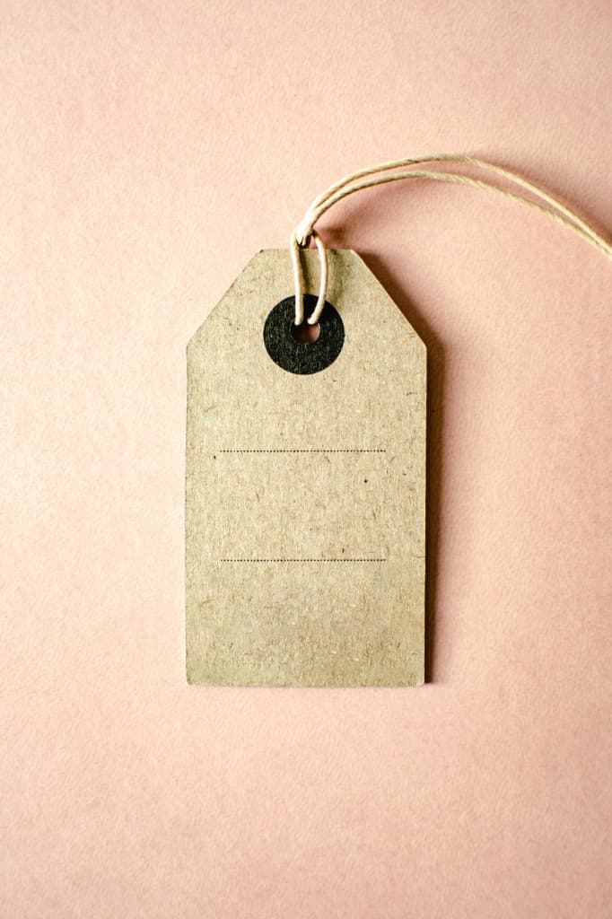 Kraft paper price tag on a soft background